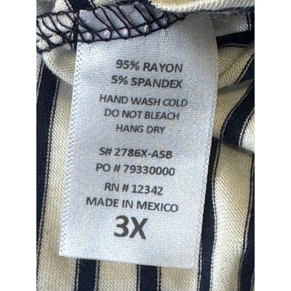 Coin1804 Los Angeles Striped Tee Women's 3X Navy White Scoop Neck NWT Relaxed - Picture 6 of 10